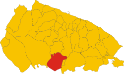 Map of comune of Santeramo in Colle (metropolitan city of Bari, region Apulia, Italy)